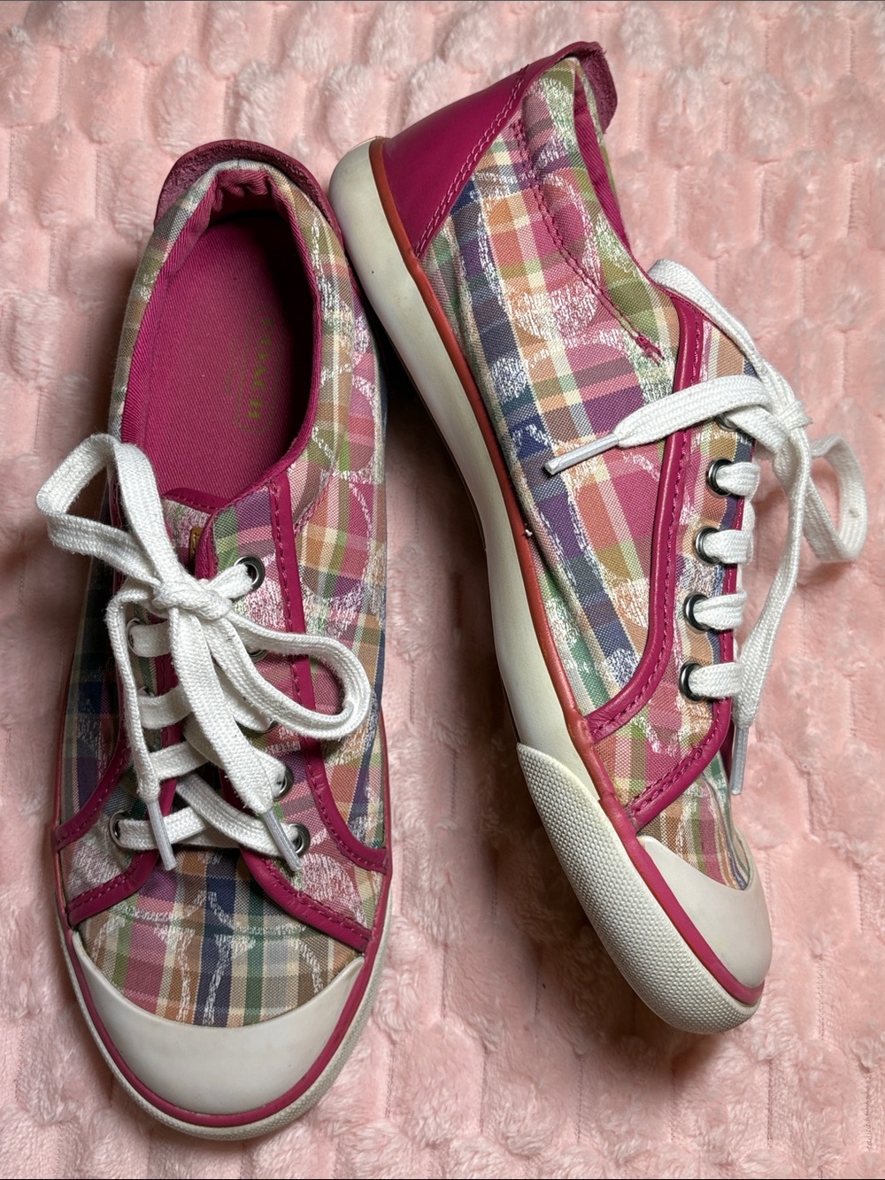 Y2K COACH Plaid Lace Up Shoes